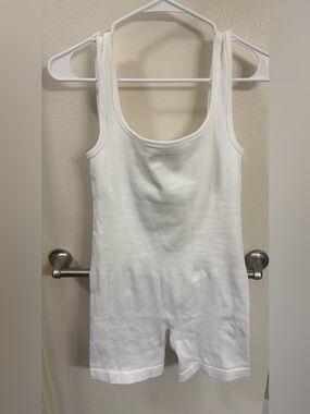 White Athletic Jumpsuit Romper - SIZE L